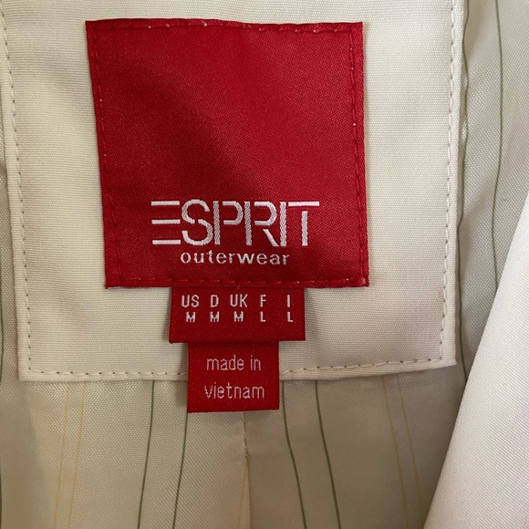 Esprit Trench Coat Off White Button Up Belted Size M - Picture 8 of 12